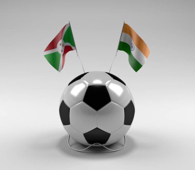 Burundi - Hindistan Futbol Bayrakları, Beyaz Arkaplan - 3D Render