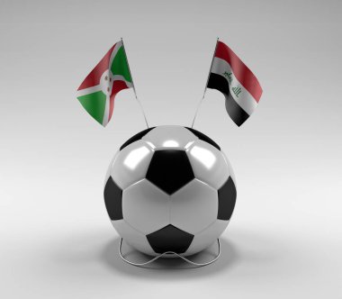 Burundi - Irak Futbol Bayrakları, Beyaz Arkaplan - 3D Yapılandırma