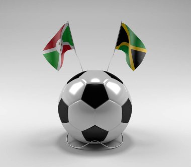 Burundi - Jamaika Futbol Bayrakları, Beyaz Arkaplan - 3D Render
