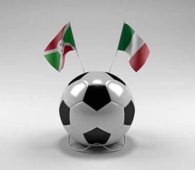 Burundi - İtalya Futbol Bayrakları, Beyaz Arkaplan - 3D Render