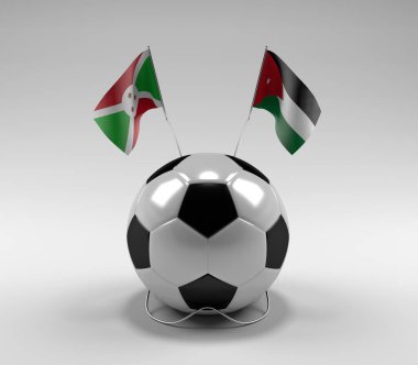 Burundi - Jordan Futbol Bayrakları, Beyaz Arkaplan - 3D Render
