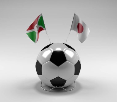 Burundi - Japonya Futbol Bayrakları, Beyaz Arkaplan - 3D Render