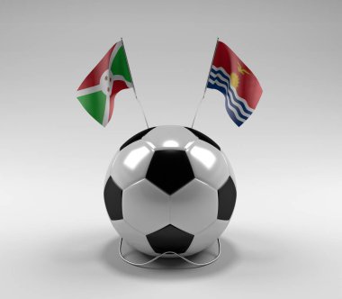 Burundi - Kiribati Futbol Bayrakları, Beyaz Arkaplan - 3D Render