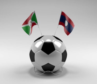 Burundi - Laos Futbol Bayrakları, Beyaz Arkaplan - 3D Render