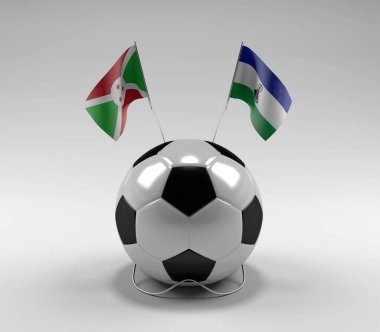 Burundi - Lesotho Futbol Bayrakları, Beyaz Arkaplan - 3D Render