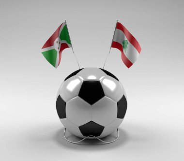 Burundi - Lübnan Futbol Bayrakları, Beyaz Arkaplan - 3D Render