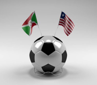 Burundi - Liberya Futbol Bayrakları, Beyaz Arkaplan - 3D Render