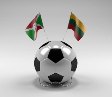 Burundi - Litvanya Futbol Bayrakları, Beyaz Arkaplan - 3D Render
