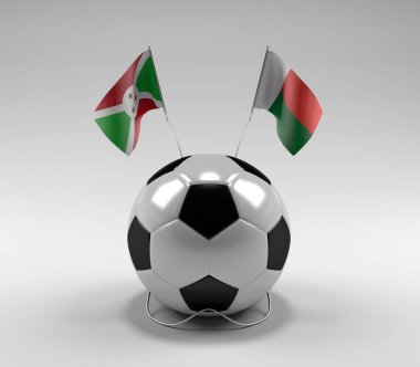 Burundi - Madagaskar Futbol Bayrakları, Beyaz Arkaplan - 3D Render