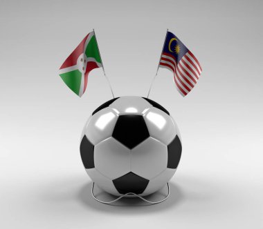 Burundi - Malezya Futbol Bayrakları, Beyaz Arkaplan - 3D Render