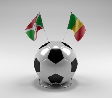 Burundi - Mali Futbol Bayrakları, Beyaz Arkaplan - 3D Render