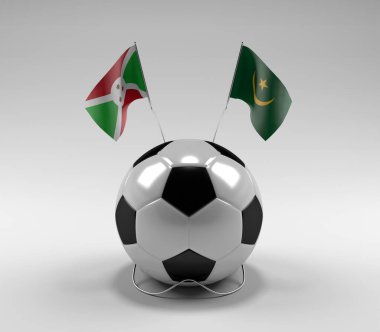 Burundi - Moritanya Futbol Bayrakları, Beyaz Arkaplan - 3D Render