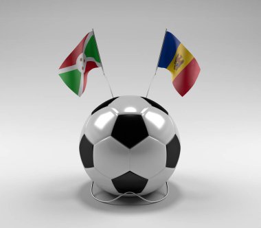 Burundi - Moldova Futbol Bayrakları, Beyaz Arkaplan - 3D Render