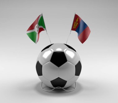 Burundi - Moğolistan Futbol Bayrakları, Beyaz Arkaplan - 3D Render