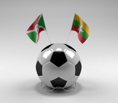 Burundi - Myanmar Futbol Bayrakları, Beyaz Arkaplan - 3D Render