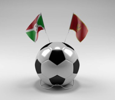 Burundi - Karadağ Futbol Bayrakları, Beyaz Arkaplan - 3D Hazırlama