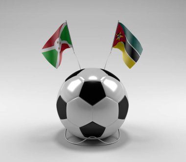 Burundi - Mozambik Futbol Bayrakları, Beyaz Arkaplan - 3D Render
