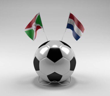 Burundi - Hollanda Futbol Bayrakları, Beyaz Arkaplan - 3D Render