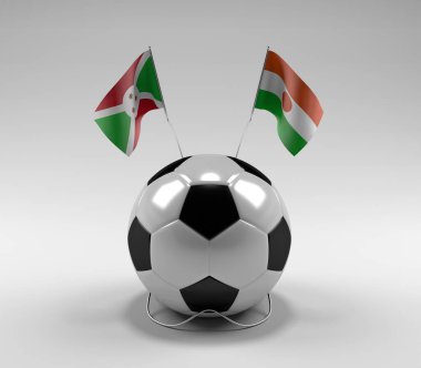 Burundi - Nijer Futbol Bayrakları, Beyaz Arkaplan - 3D Render