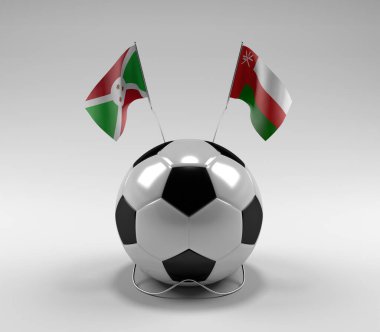 Burundi - Umman Futbol Bayrakları, Beyaz Arkaplan - 3D Render