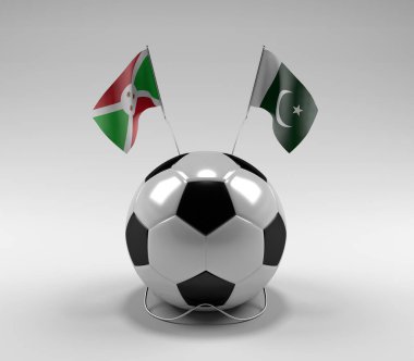 Burundi - Pakistan Futbol Bayrakları, Beyaz Arkaplan - 3D Render