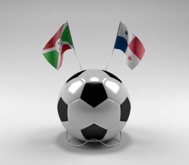 Burundi - Panama Futbol Bayrakları, Beyaz Arkaplan - 3D Render