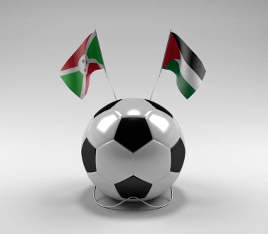 Burundi - Filistin Futbol Bayrakları, Beyaz Arkaplan - 3D Render