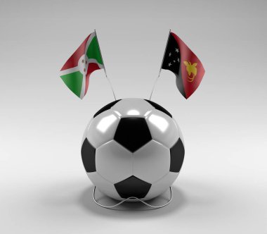 Burundi - Papua-Yeni-Gine Futbol Bayrakları, Beyaz Arkaplan - 3D Render