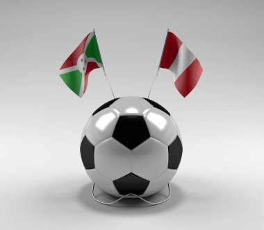 Burundi - Peru Futbol Bayrakları, Beyaz Arkaplan - 3D Render
