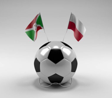 Burundi - Polonya Futbol Bayrakları, Beyaz Arkaplan - 3D Render