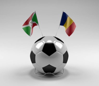 Burundi - Romanya Futbol Bayrakları, Beyaz Arkaplan - 3D Render