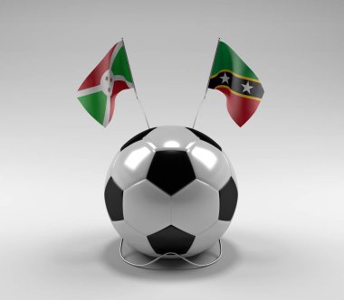 Burundi - Saint-Kitts-and-Nevis Futbol Bayrakları, Beyaz Arkaplan - 3D Render