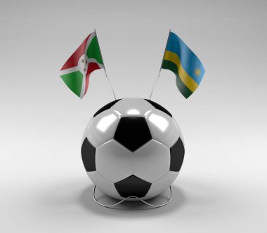 Burundi - Ruanda Futbol Bayrakları, Beyaz Arkaplan - 3D Render