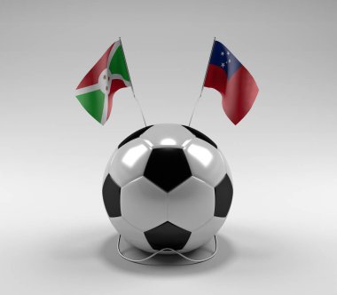 Burundi - Samoa Futbol Bayrakları, Beyaz Arkaplan - 3D Render