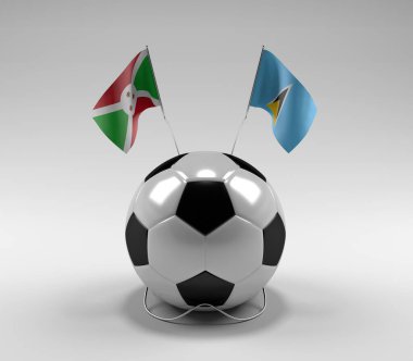 Burundi - Saint-Lucia Futbol Bayrakları, Beyaz Arkaplan - 3D Render