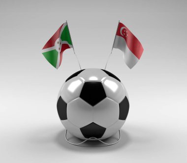 Burundi - Singapur Futbol Bayrakları, Beyaz Arkaplan - 3D Render