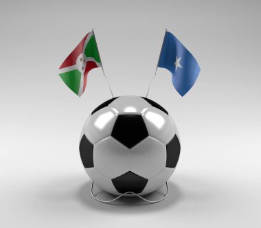 Burundi - Somali Futbol Bayrakları, Beyaz Arkaplan - 3D Render