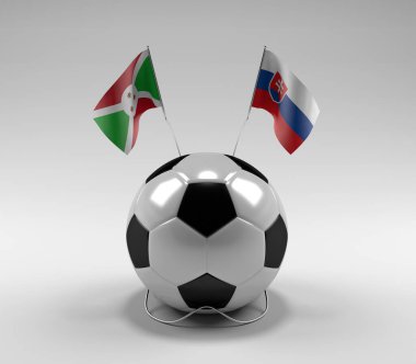 Burundi - Slovakya Futbol Bayrakları, Beyaz Arkaplan - 3D Render