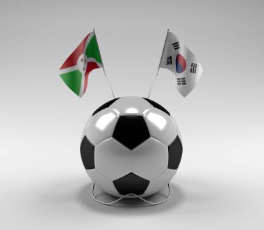 Burundi - Güney Kore Futbol Bayrakları, Beyaz Arkaplan - 3D Render