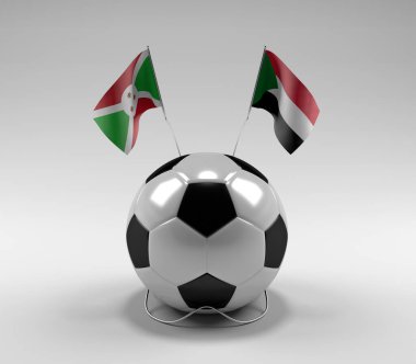 Burundi - Sudan Futbol Bayrakları, Beyaz Arkaplan - 3D Render