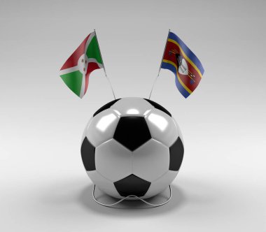 Burundi - Svaziland Futbol Bayrakları, Beyaz Arkaplan - 3D Render