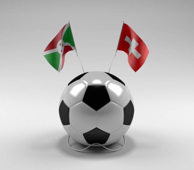 Burundi - İsviçre Futbol Bayrakları, Beyaz Arkaplan - 3D Render