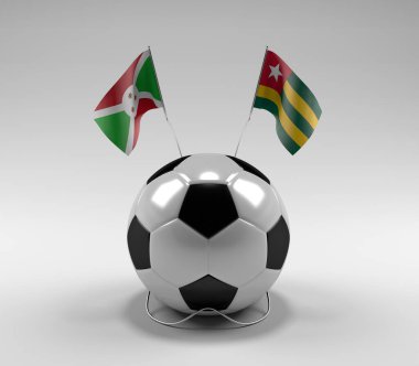 Burundi - Togo Futbol Bayrakları, Beyaz Arkaplan - 3D Render