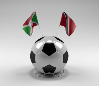 Burundi - Trinidad ve Tobago Futbol Bayrakları, Beyaz Arkaplan - 3D Render