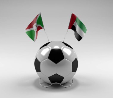 Burundi - Birleşik Arap-Emirlikleri Futbol Bayrakları, Beyaz Arkaplan - 3D Render