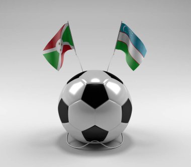 Burundi - Özbekistan Futbol Bayrakları, Beyaz Arkaplan - 3D Render