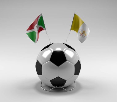 Burundi - Vatikan-Şehir Futbol Bayrakları, Beyaz Arkaplan - 3D Render
