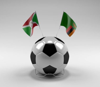 Burundi - Zambiya Futbol Bayrakları, Beyaz Arkaplan - 3D Render