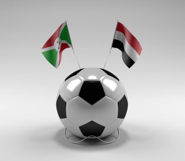 Burundi - Yemen Futbol Bayrakları, Beyaz Arkaplan - 3D Render