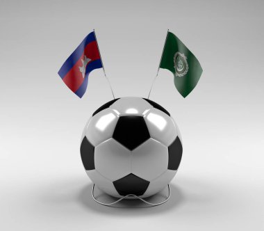 Kamboçya - Arap Ligi Futbol Bayrakları, Beyaz Arkaplan - 3D Render